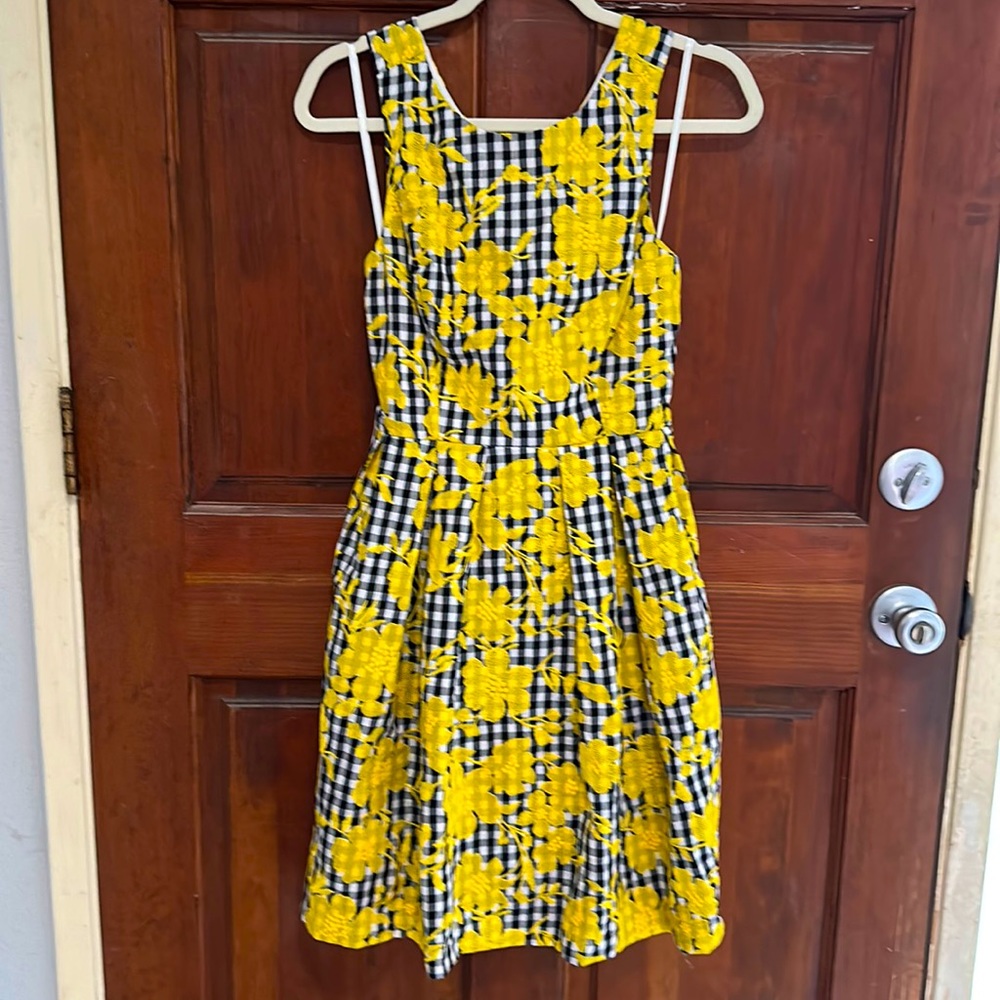 1901 Gingham Floral Knee Length Dress